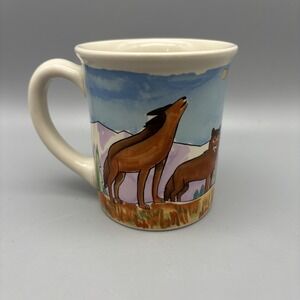 Natural Wonders Wolf 16oz Mug Howling Wolves Illustration C&R Thailand Vintage
